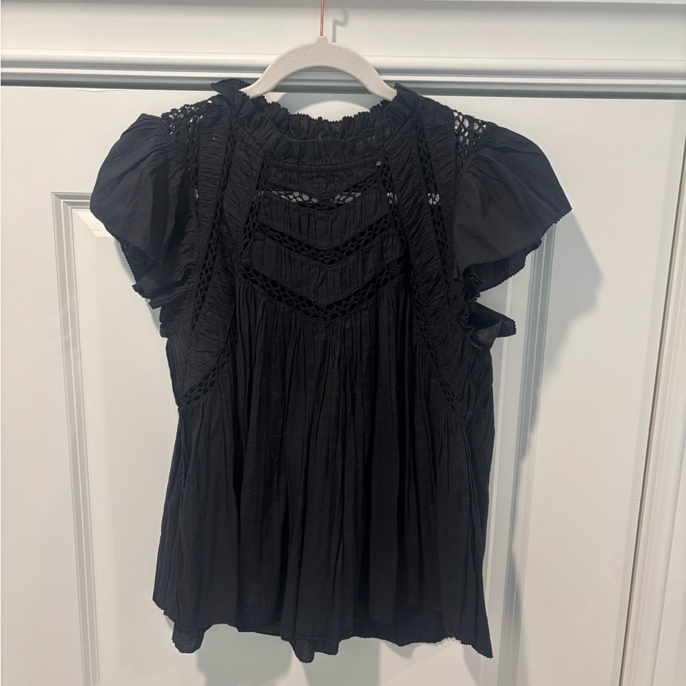 Sea New York Black Crochet Detail Blouse